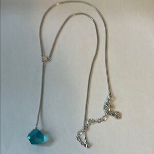 Swarovski Crystal points of light Indicolite pendant Y Silver Necklace